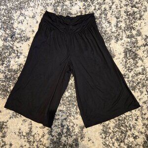 High-Rise Wide Leg Lounge Culottes | Size 1X | Black
